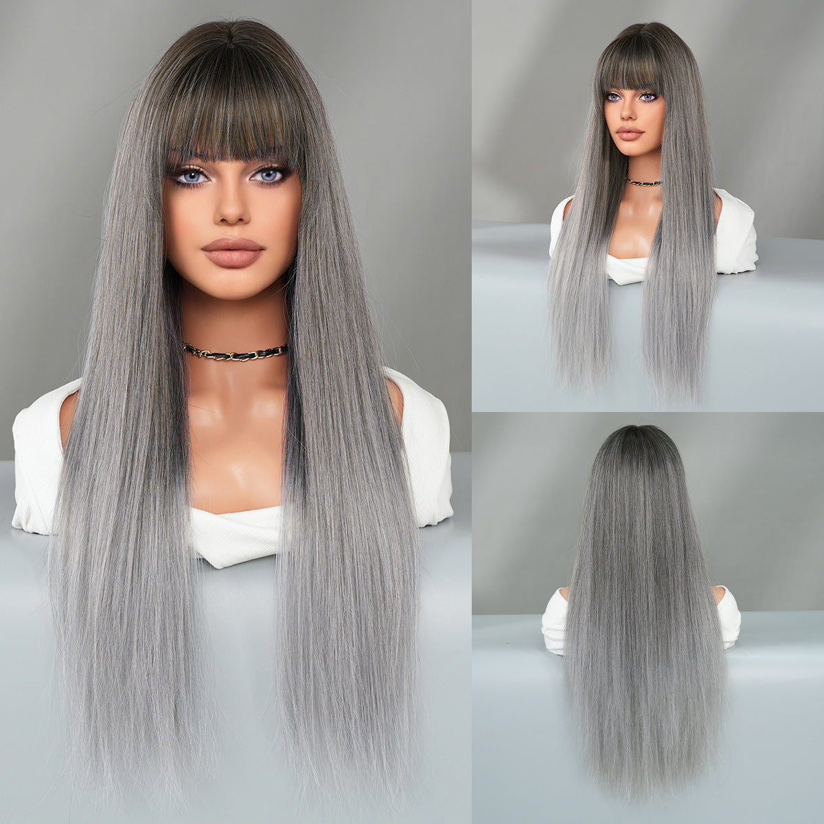 Caramel Brown Long Straight  Wig