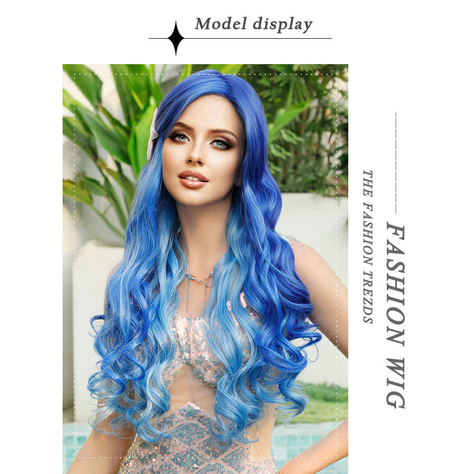 Halloween Ombre Ice Blue Roll Wig