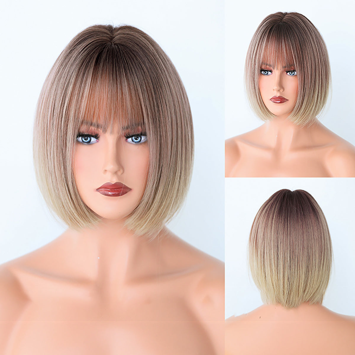 JK Bob Beige Short Straight Wig