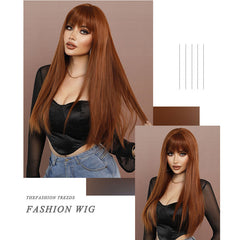 Caramel Brown Long Straight  Wig