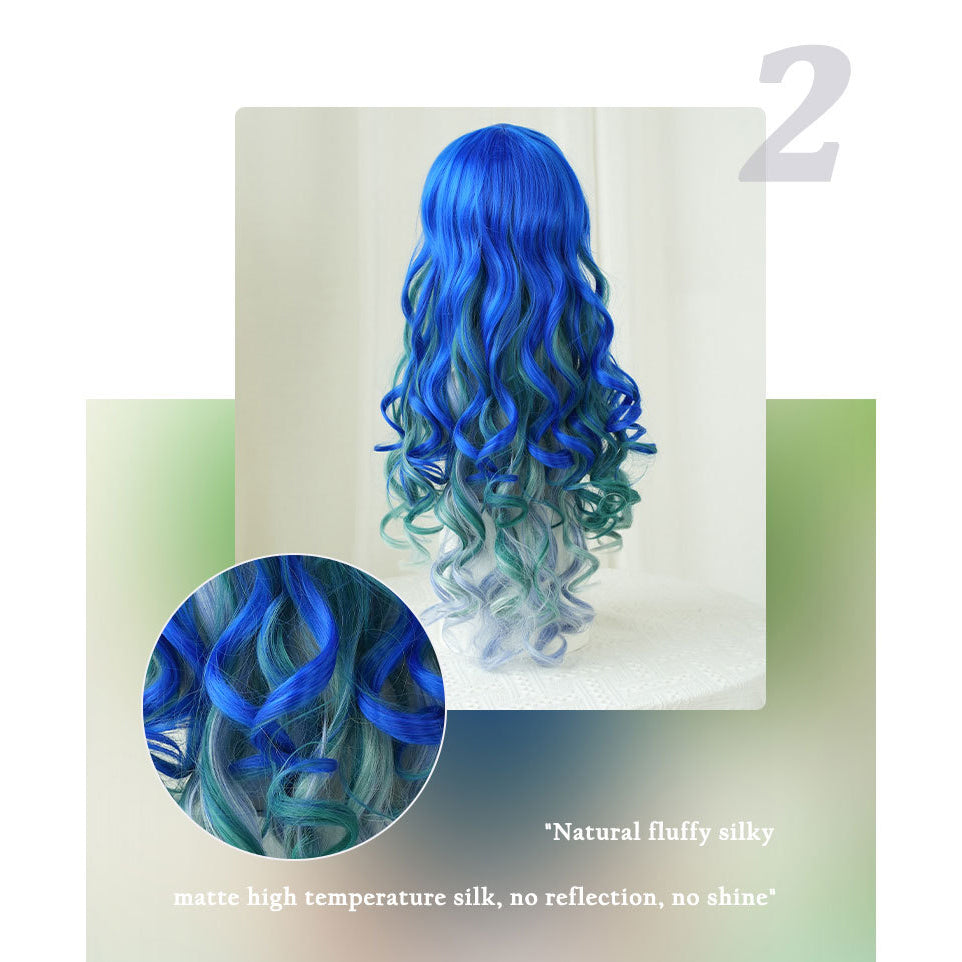 Blue Ombre Purple Mermaid Wave Wig