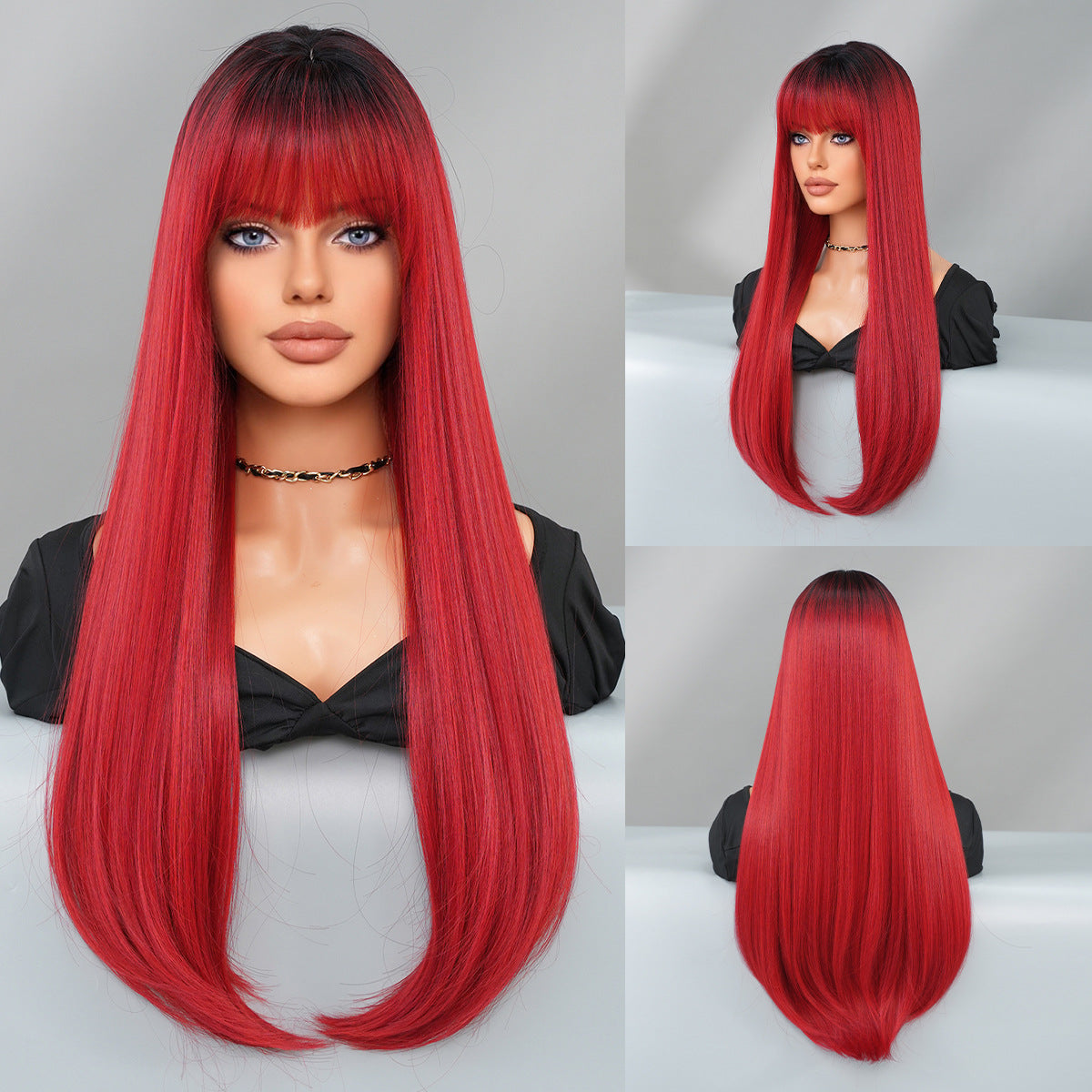 Inner Buckle Layered Red Brown Wig