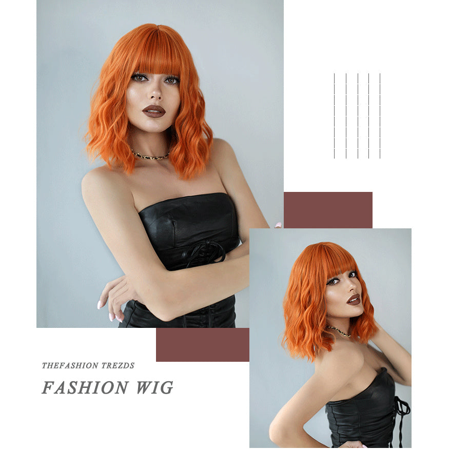 Orange Air Bangs Short Wave Wig