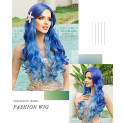 Halloween Ombre Ice Blue Roll Wig