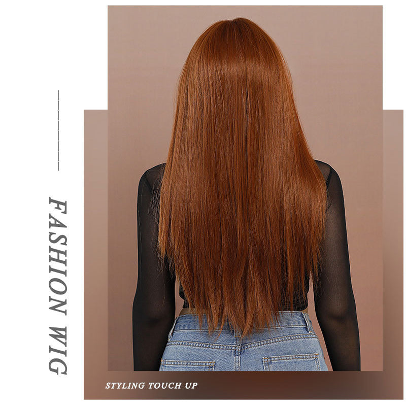 Caramel Brown Long Straight  Wig