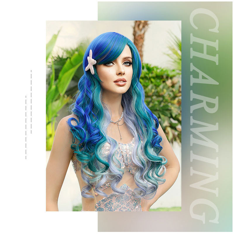 Blue Ombre Purple Mermaid Wave Wig