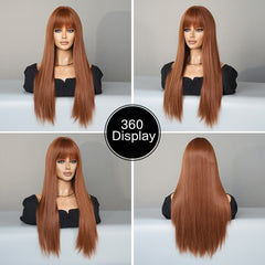 Caramel Brown Long Straight  Wig