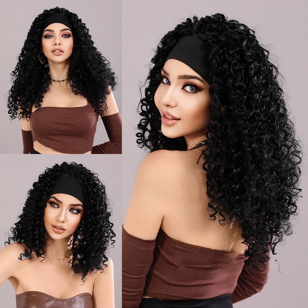 Headband Black Small Circle Wig