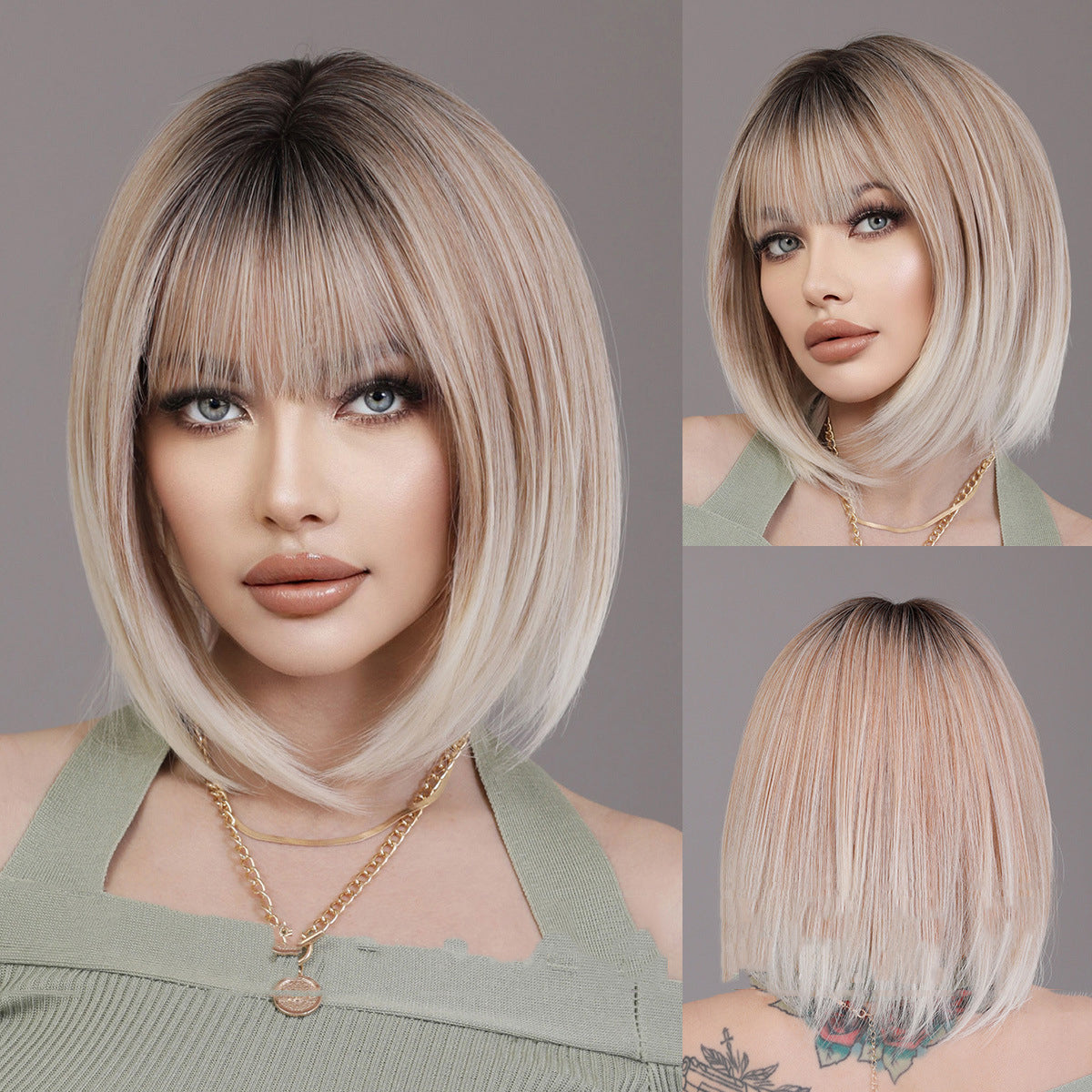 Elf Brown White Bob Wig