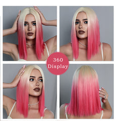 Lace Front Hand-Woven Pink Ombre Wig