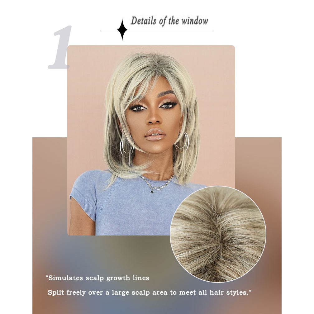 Retro Layered Beige Short Straight Wig