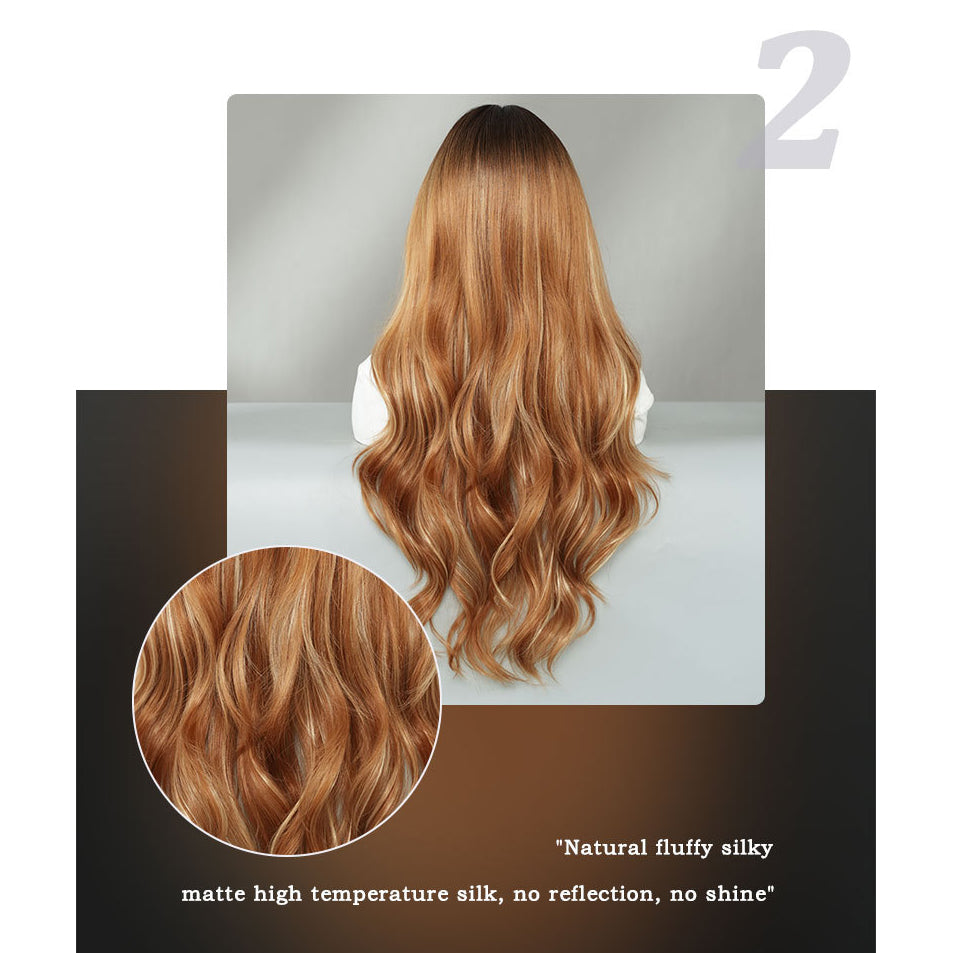 Amber Brown Long Wavy  Wig