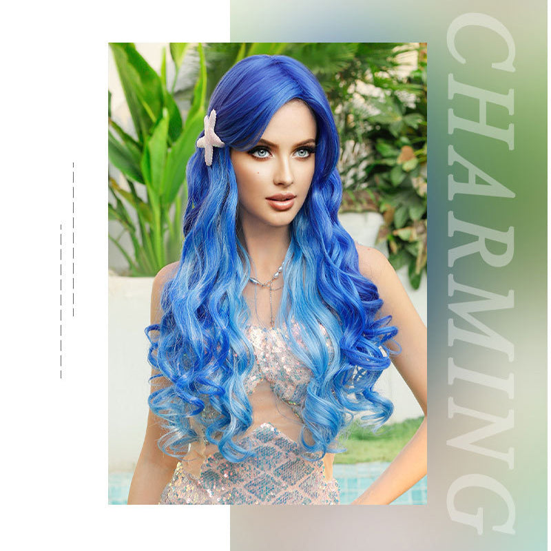 Halloween Ombre Ice Blue Roll Wig