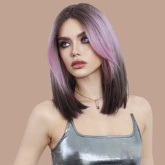 Pink Ombre Black Hand-Woven Lace Front Wig