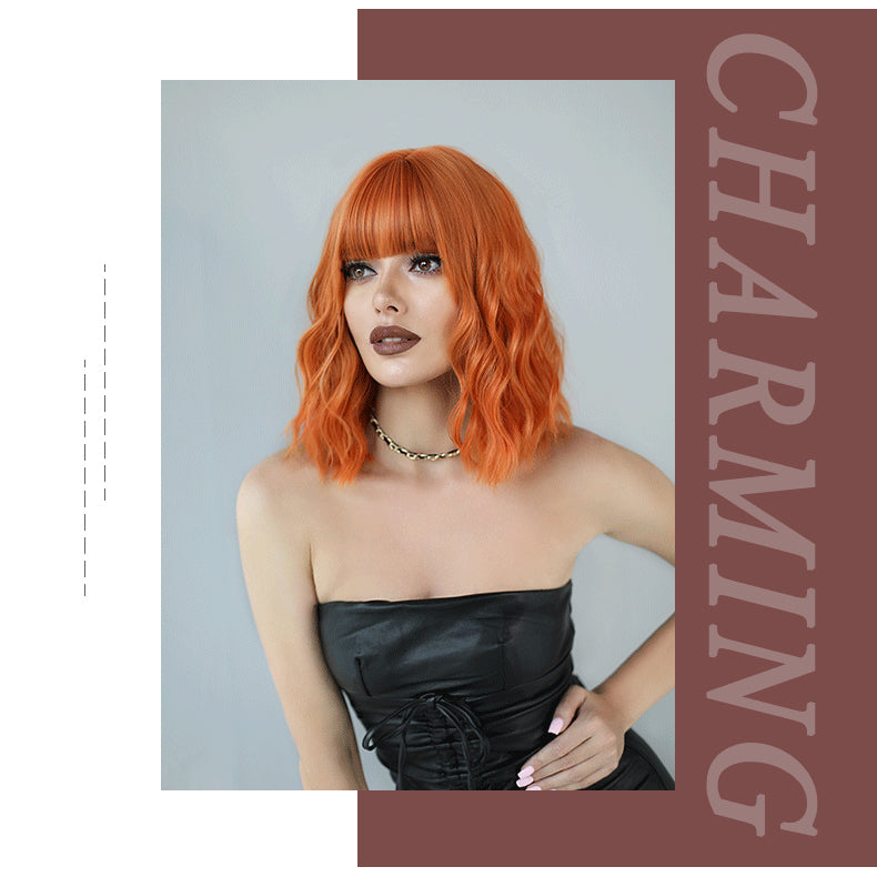 Orange Air Bangs Short Wave Wig