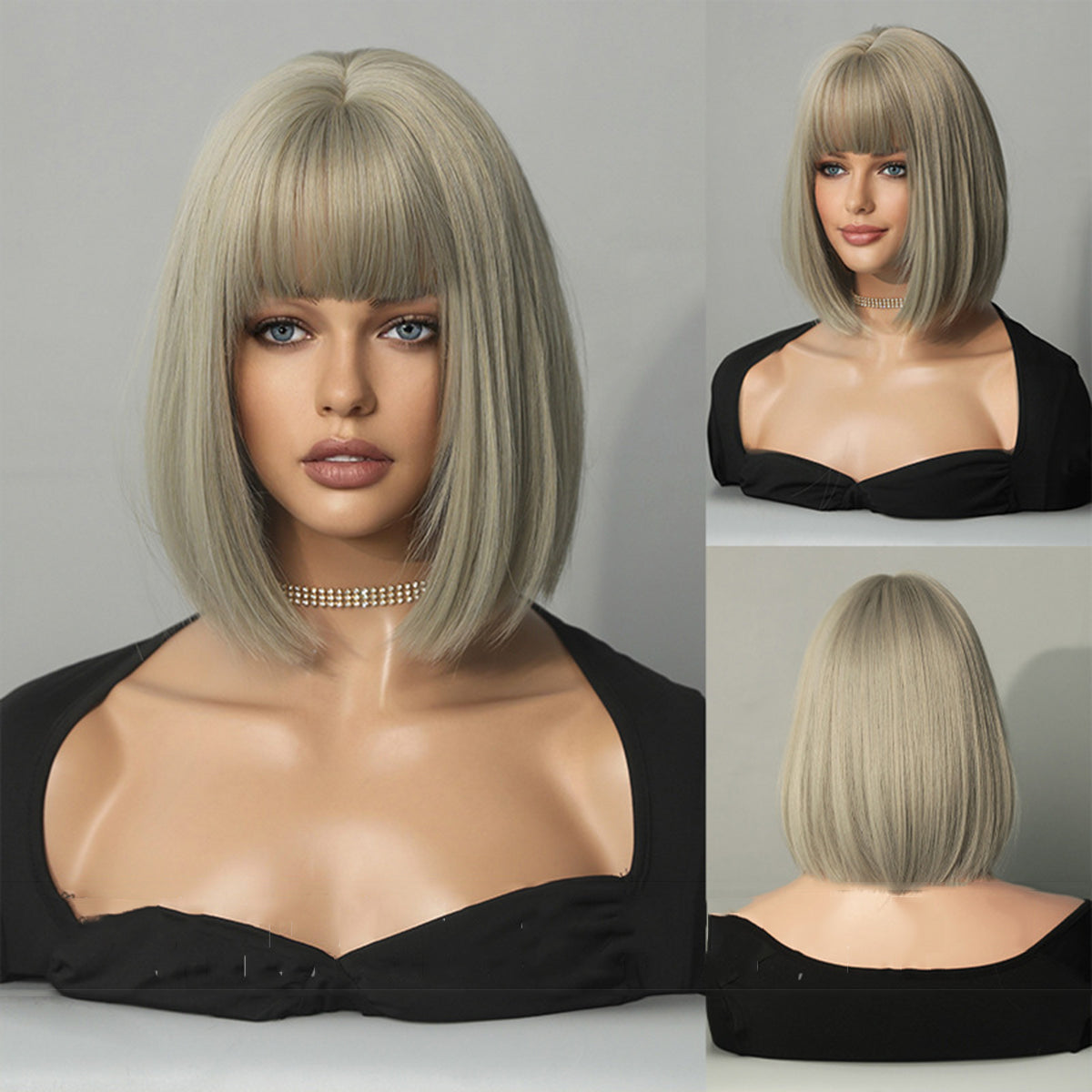 JK Bob Beige Short Straight Wig