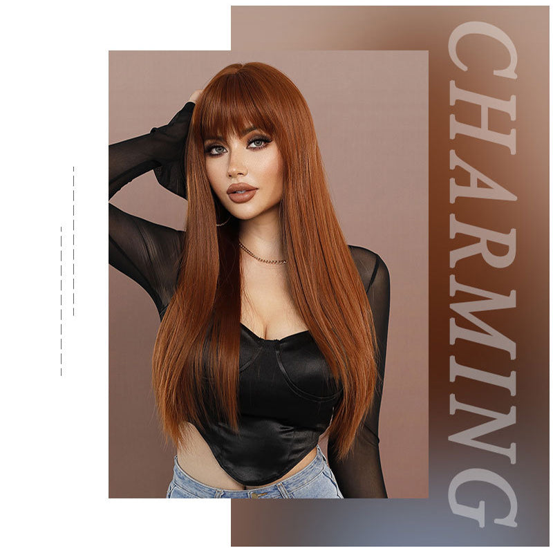 Caramel Brown Long Straight  Wig