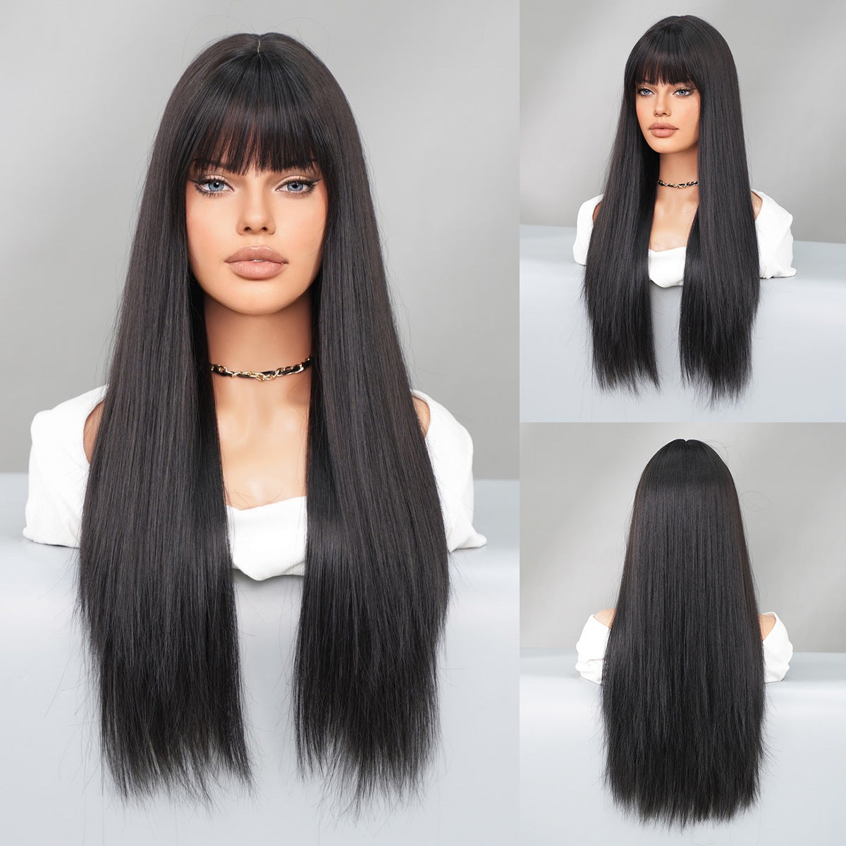 Caramel Brown Long Straight  Wig