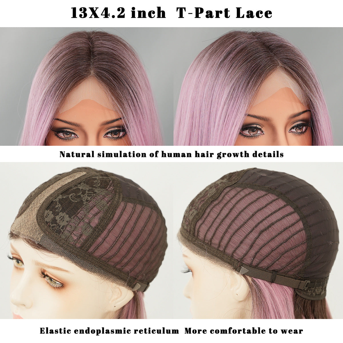 Pink Ombre Black Hand-Woven Lace Front Wig