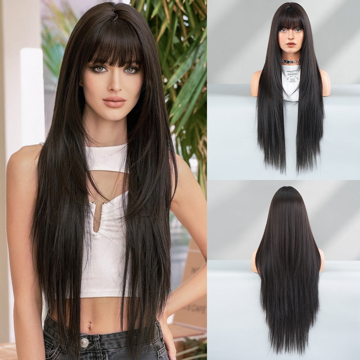 Extra Long Black Straight Wig