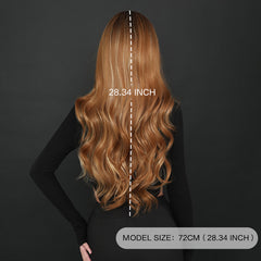 Amber Brown Long Wavy  Wig