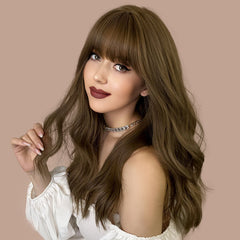 Brown Cyan Layered Long Straight Wig