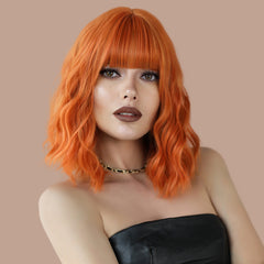 Orange Air Bangs Short Wave Wig