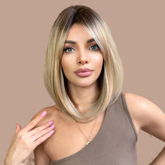 Ombre Blonde Short Straight Wig