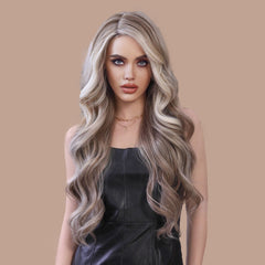 Lace Front Hand-Woven Gray Brown Wig