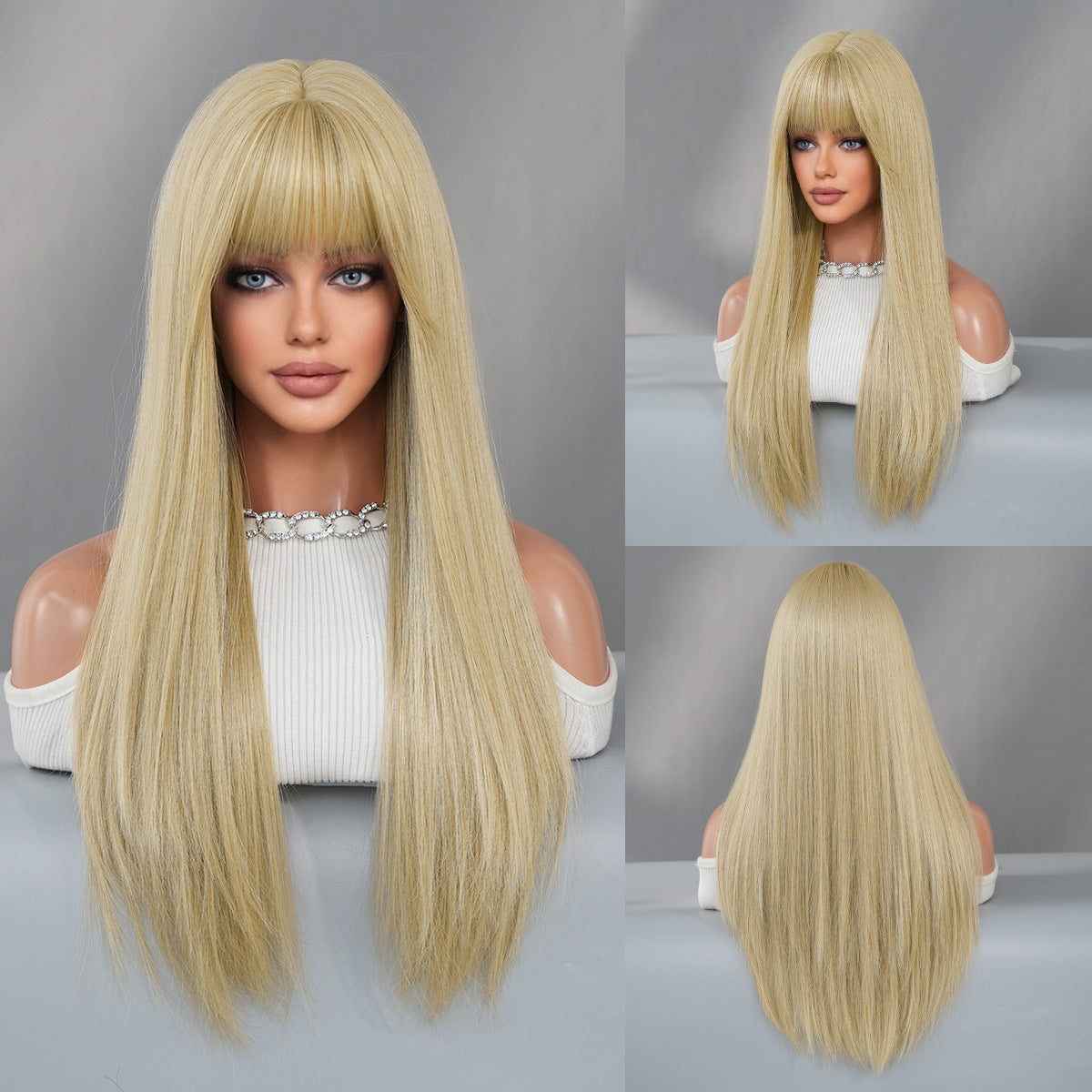 Caramel Brown Long Straight  Wig