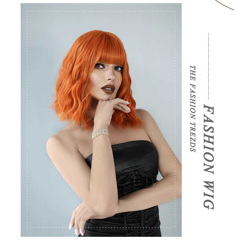 Orange Air Bangs Short Wave Wig