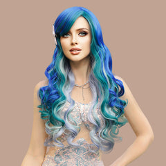 Blue Ombre Purple Mermaid Wave Wig