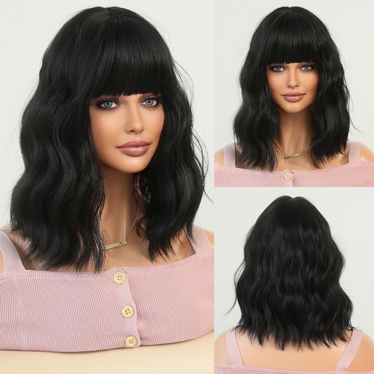 Orange Air Bangs Short Wave Wig