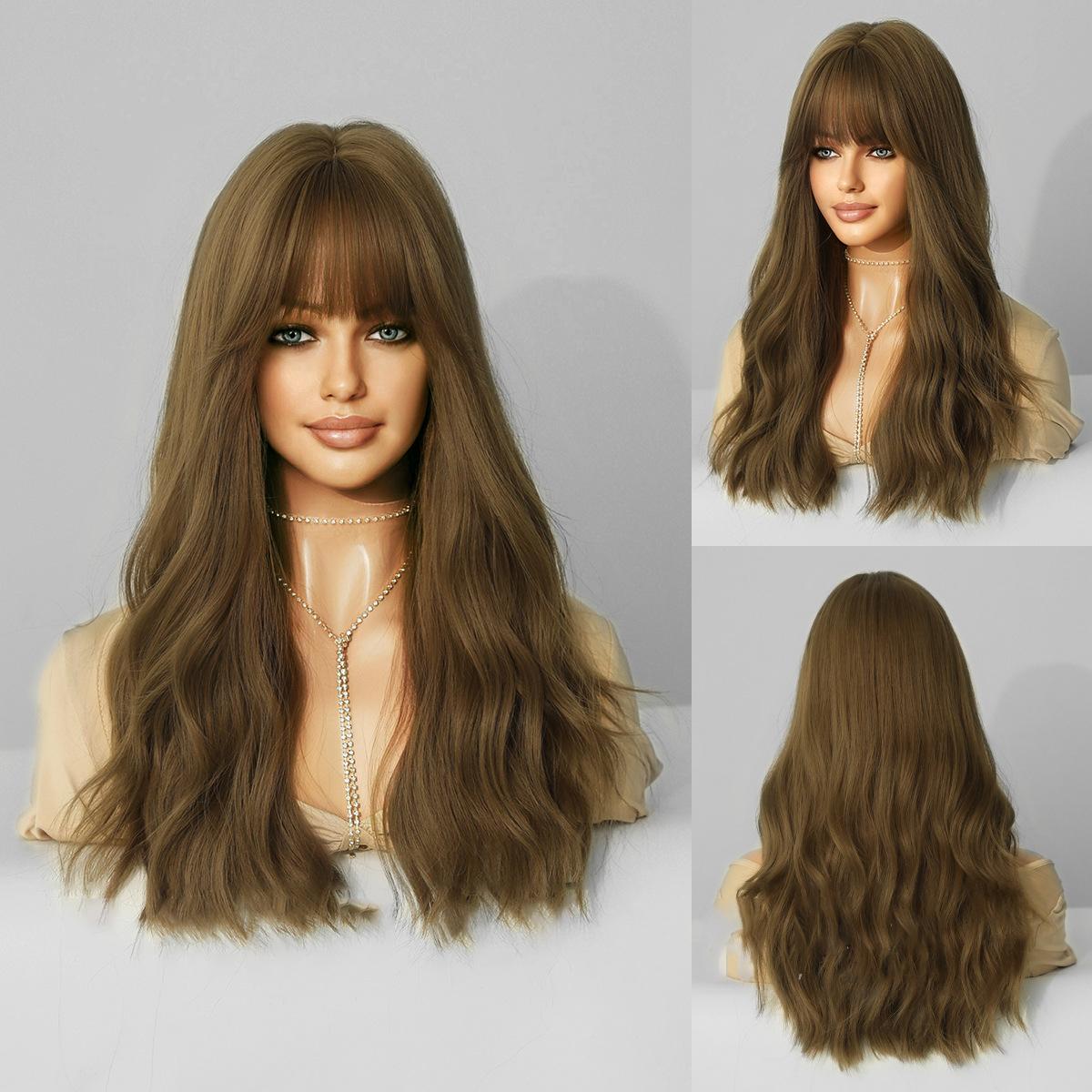 Brown Cyan Layered Long Straight Wig