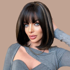 Black Bobo Short Straight Wig - SERENEWIG