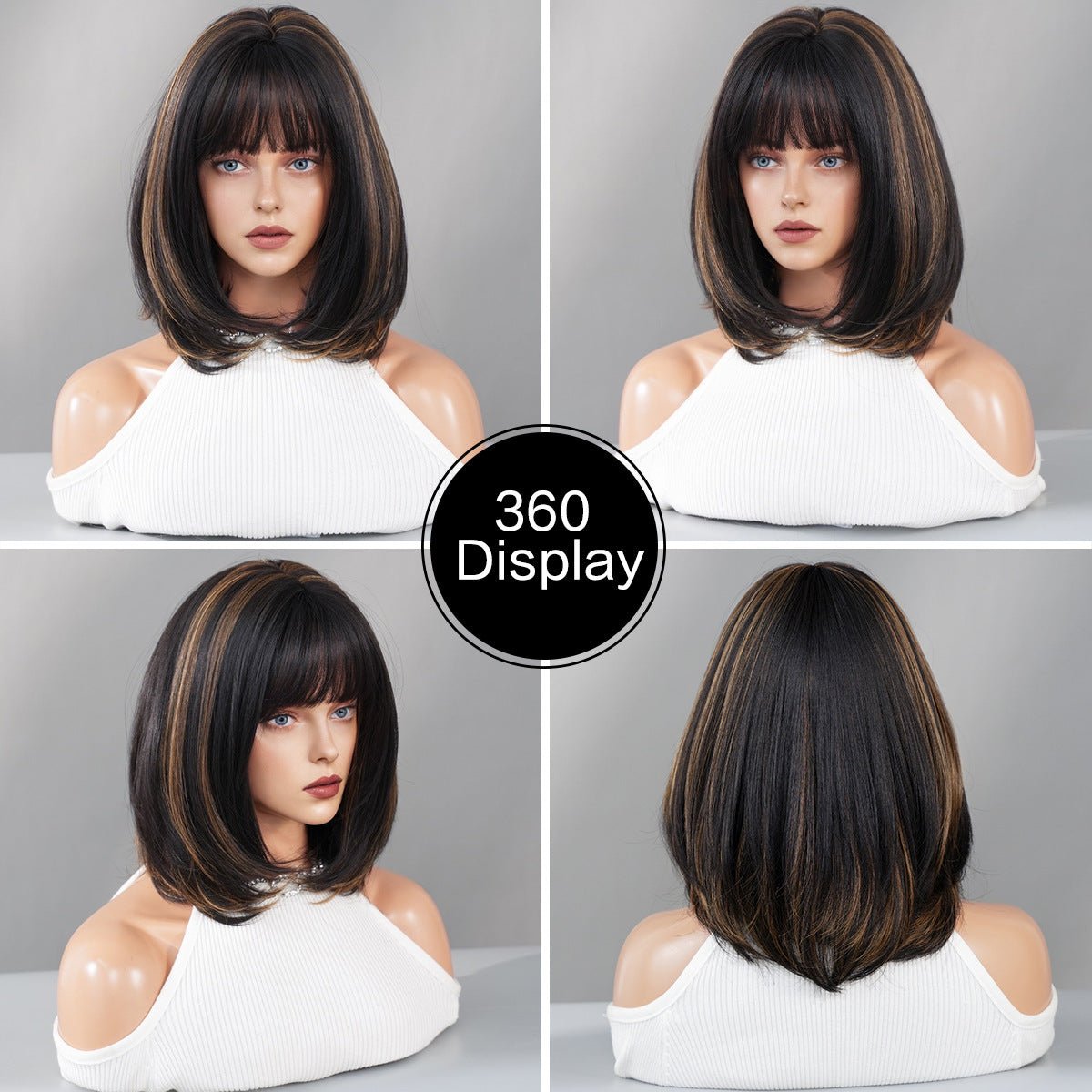 Black Bobo Short Straight Wig - SERENEWIG