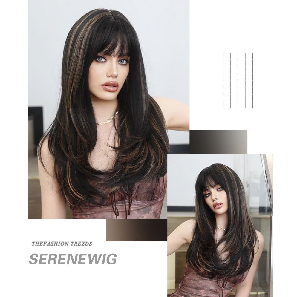 Black Golden Highlights Wig - SERENEWIG