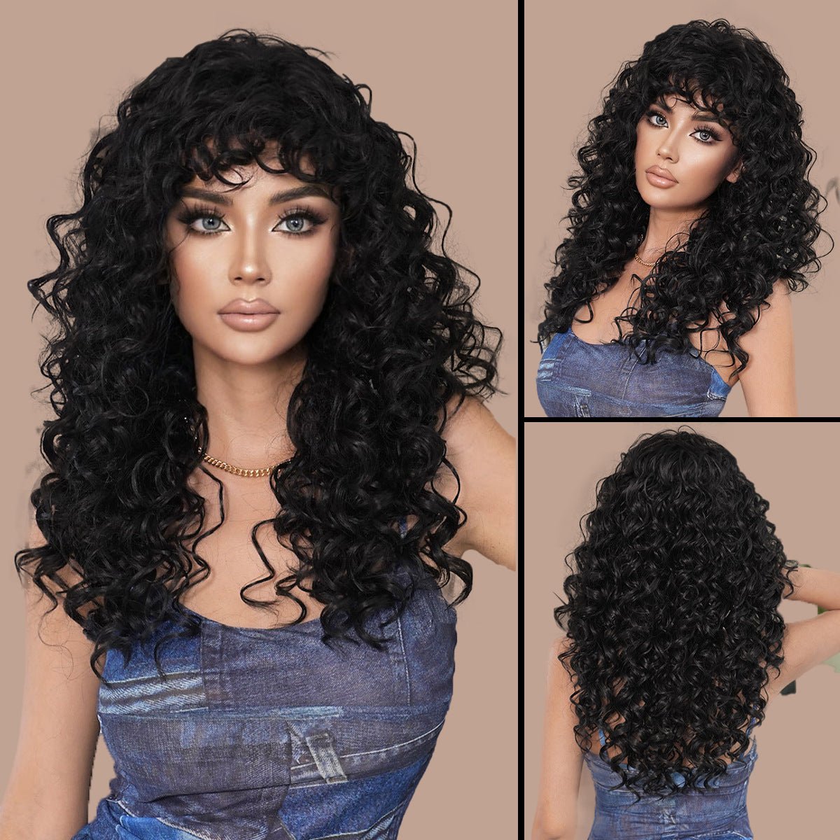 Black Kinky Long Curly Wig - SERENEWIG