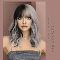 Black Ombre Gray Pink Curly Hair - SERENEWIG