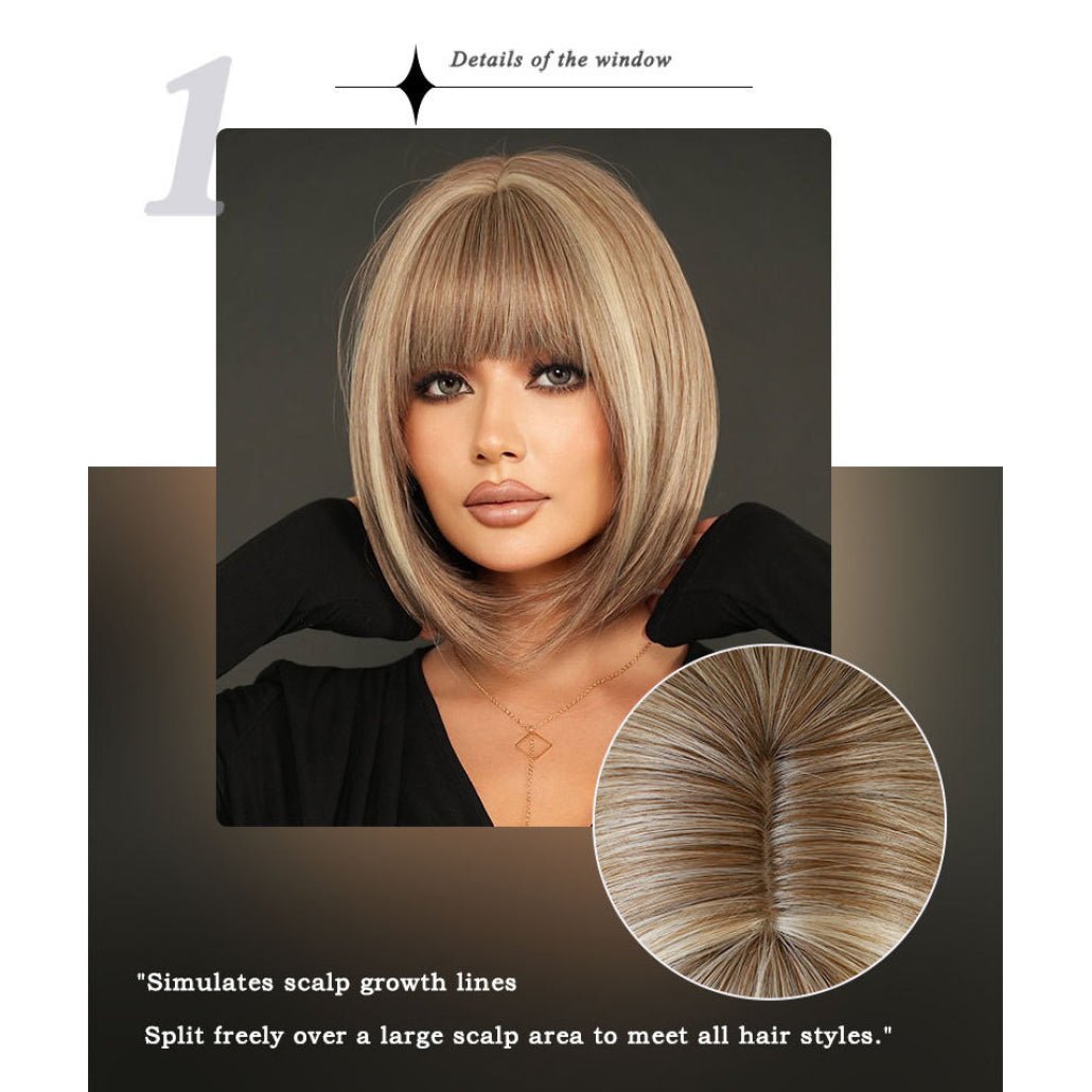 Bob Golden Brown Short Straight Wig - SERENEWIG