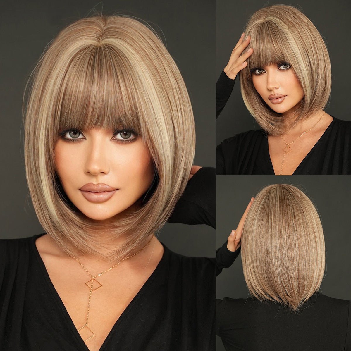 Bob Golden Brown Short Straight Wig - SERENEWIG