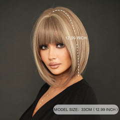 Bob Golden Brown Short Straight Wig - SERENEWIG