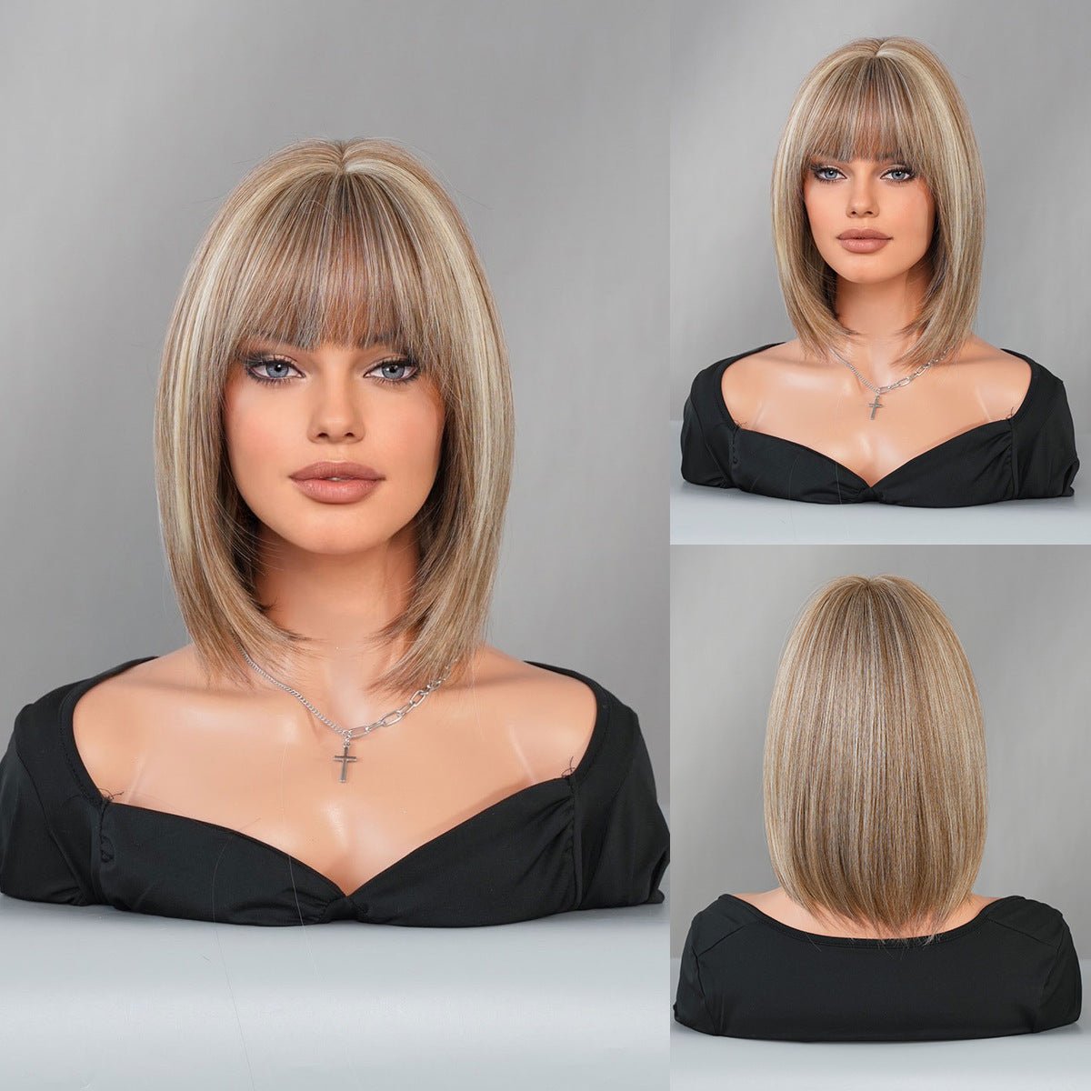 Bob Golden Brown Short Straight Wig - SERENEWIG