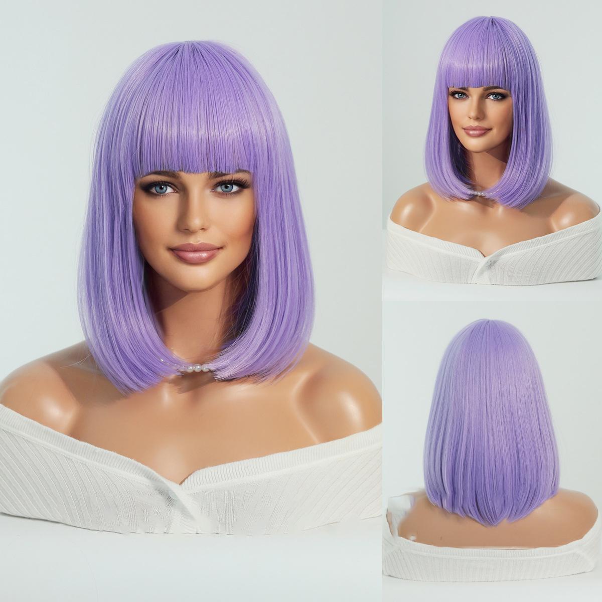 Bob Pink Short Straight Wig - SERENEWIG