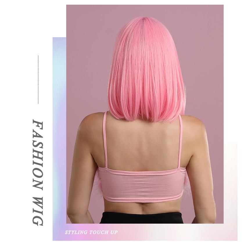 Bob Pink Short Straight Wig - SERENEWIG