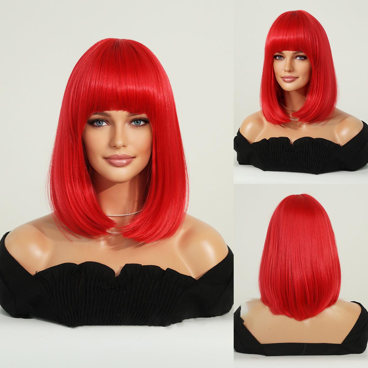 Bob Pink Short Straight Wig - SERENEWIG