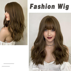 Brown Cyan Layered Long Straight Wig - SERENEWIG