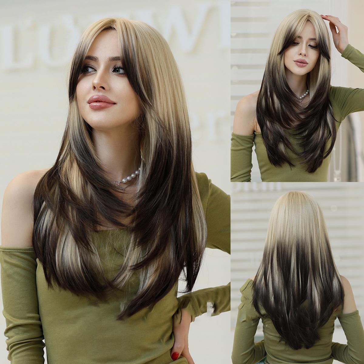 Brown Ombre Black Layered Long Wig - SERENEWIG