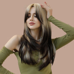 Brown Ombre Black Layered Long Wig - SERENEWIG