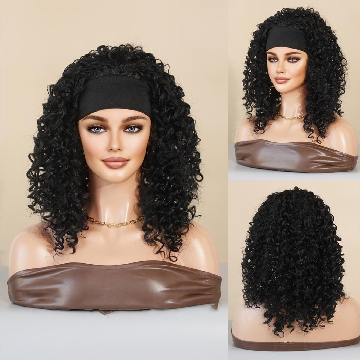 Headband Black Small Circle Wig